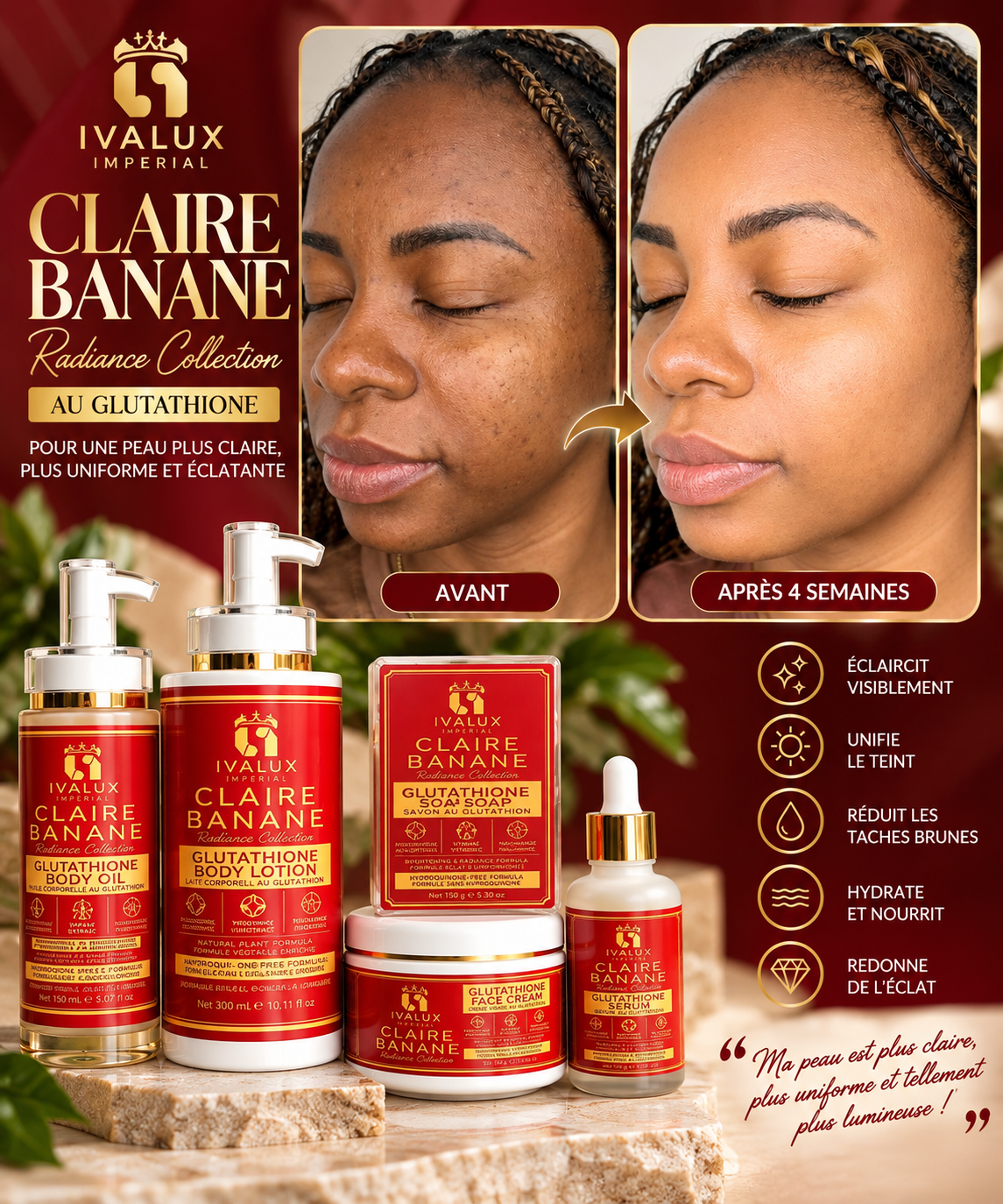 CLAIRE BANANE – Gamme Éclat au Glutathion | IVALUX IMPERIAL