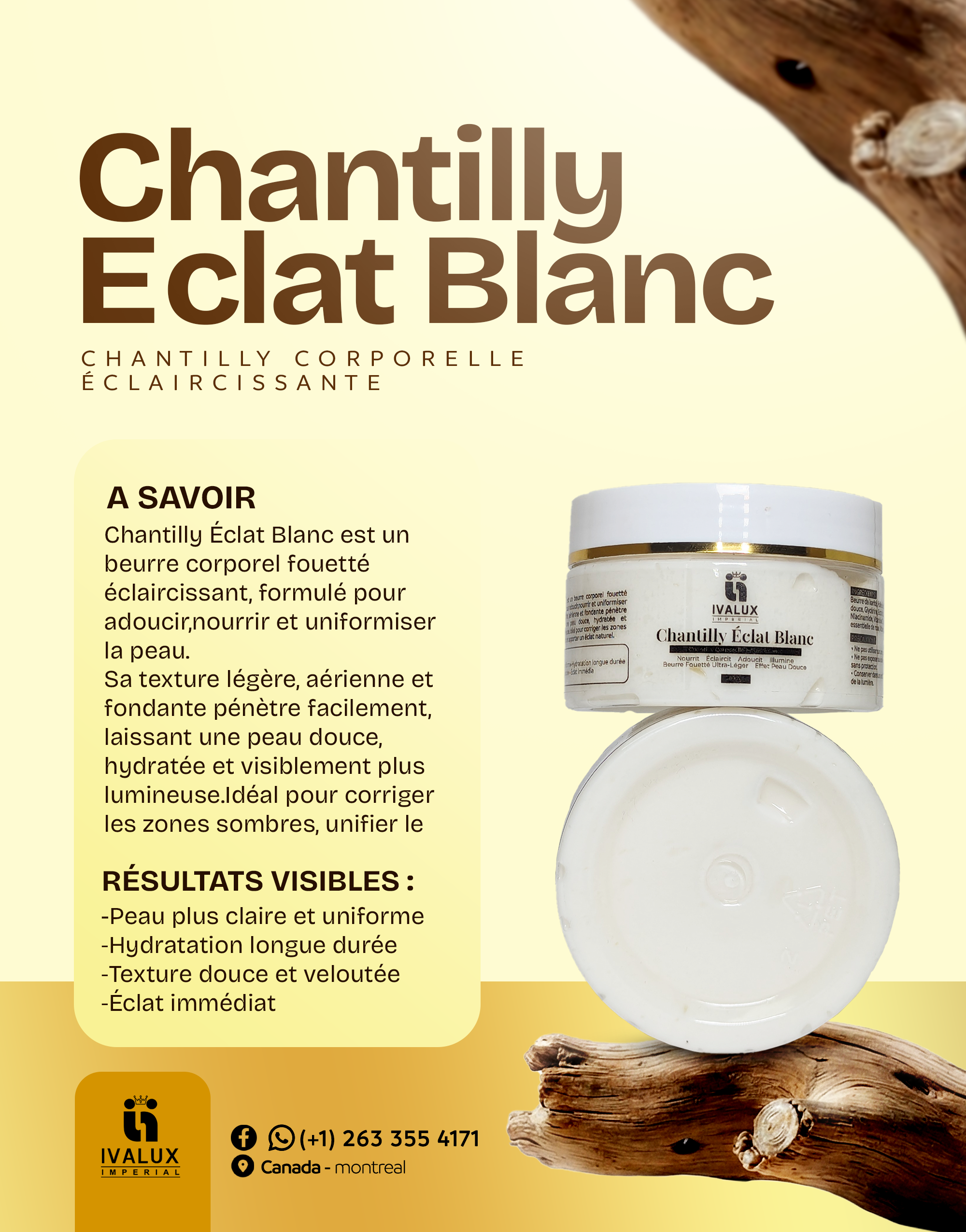Chantilly Éclat Blanc – Beurre Corporel Éclaircissant, Nourrissant & Illuminateur