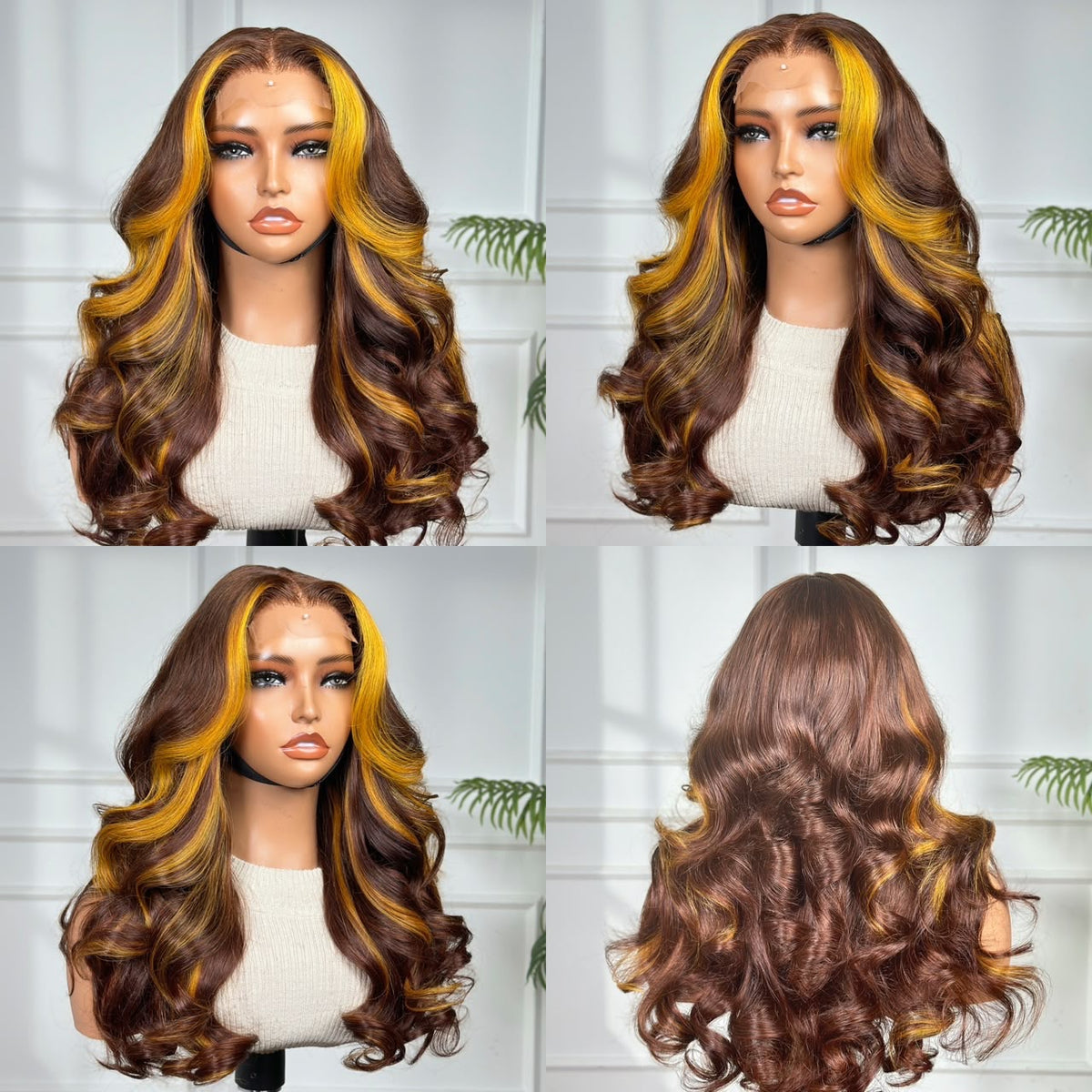 Perruque Luxury Chocolate &amp; Golden Highlights – IVALUX IMPERIAL HAIR ✨