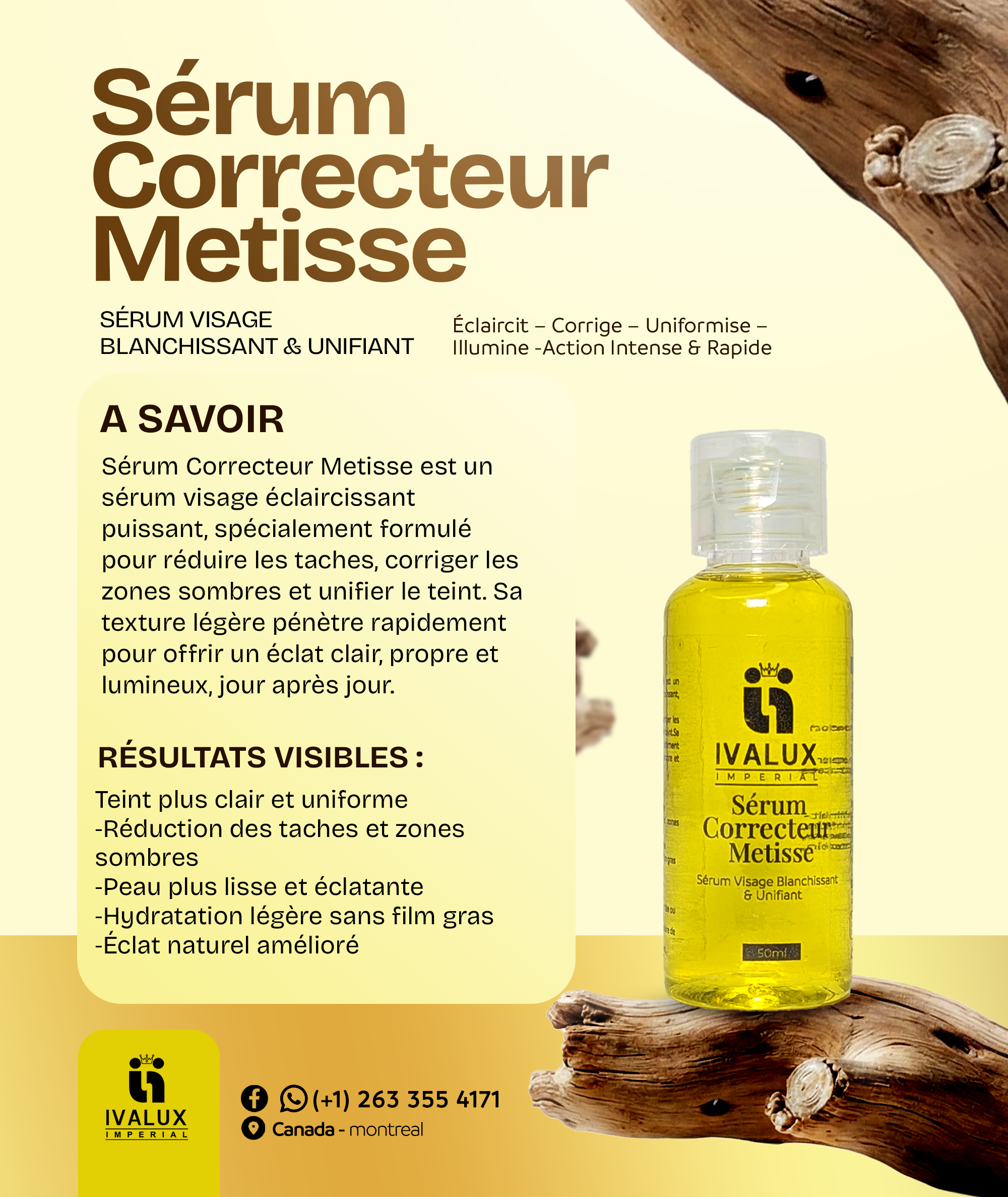 Sérum Correcteur Métisse – Sérum Visage Blanchissant, Correcteur & Unifiant