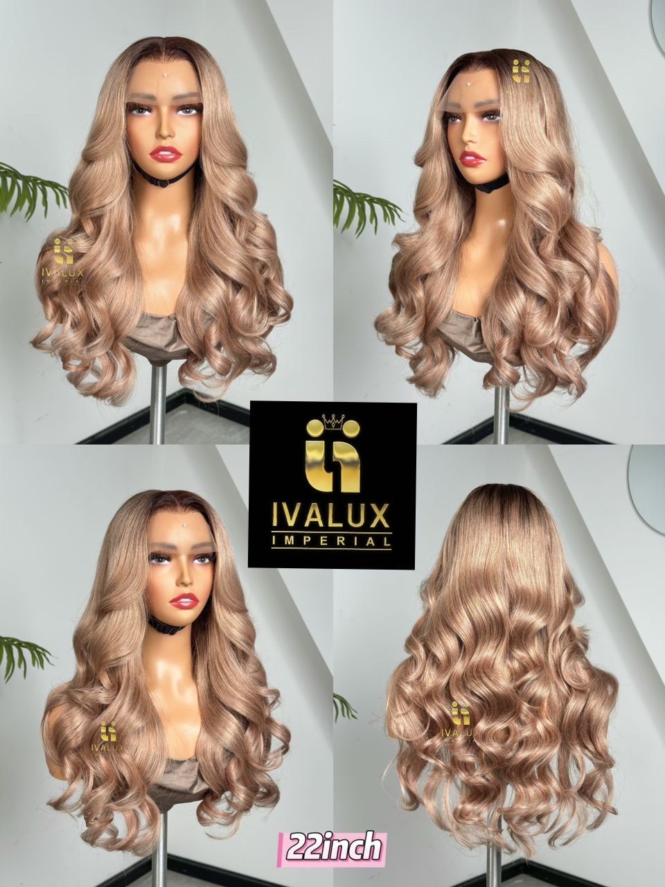 Perruque Champagne Glow– Longueurs Rosées Glamour 22”