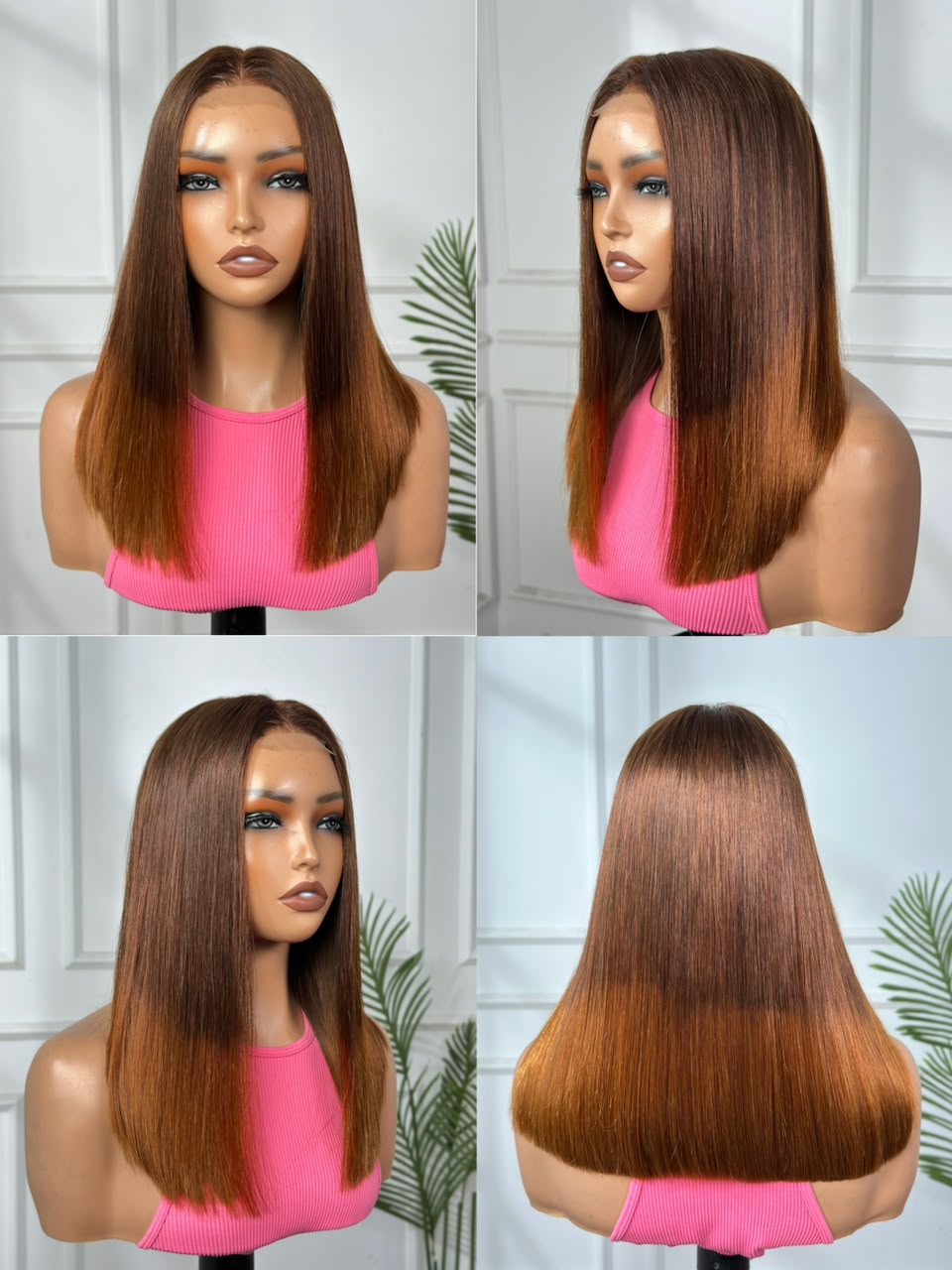 Perruque Lisse Ombré Châtain Caramel – Élégance Naturelle & Brillance Luxueuse