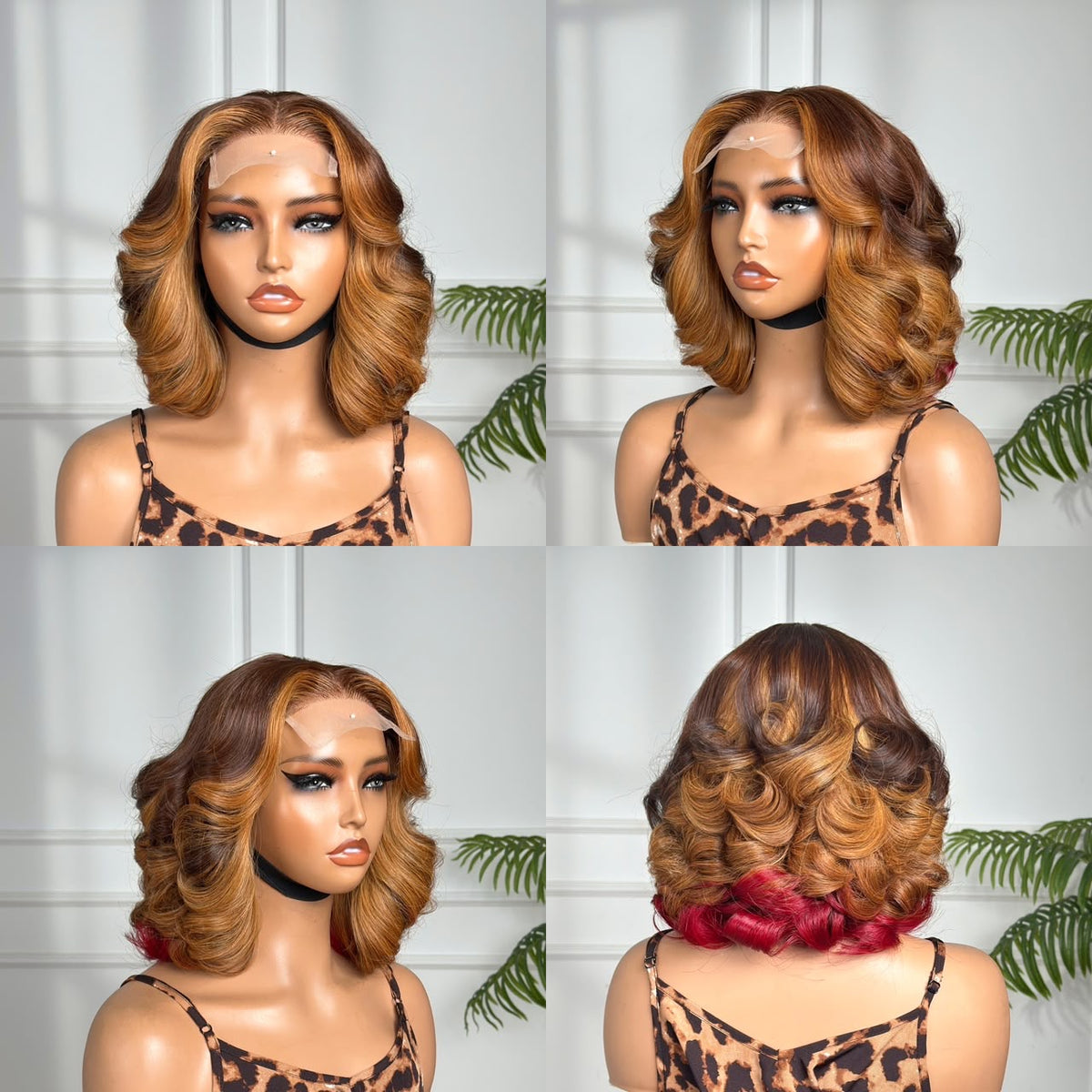 👑 IMPERIAL HONEY RUBY – Perruque Bob Bouclé Caramel &amp; Rouge Rubis | IVALUX IMPERIAL HAIR
