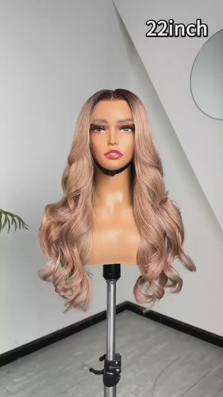 Perruque Champagne Glow– Longueurs Rosées Glamour 22”